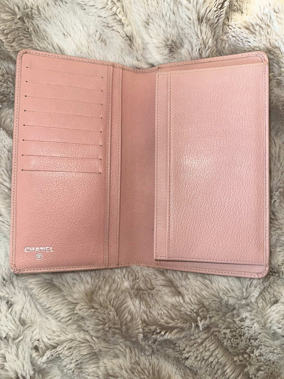 Pre-Loved Authentic Chanel Camellia Pink Leather Bifold Long Wallet