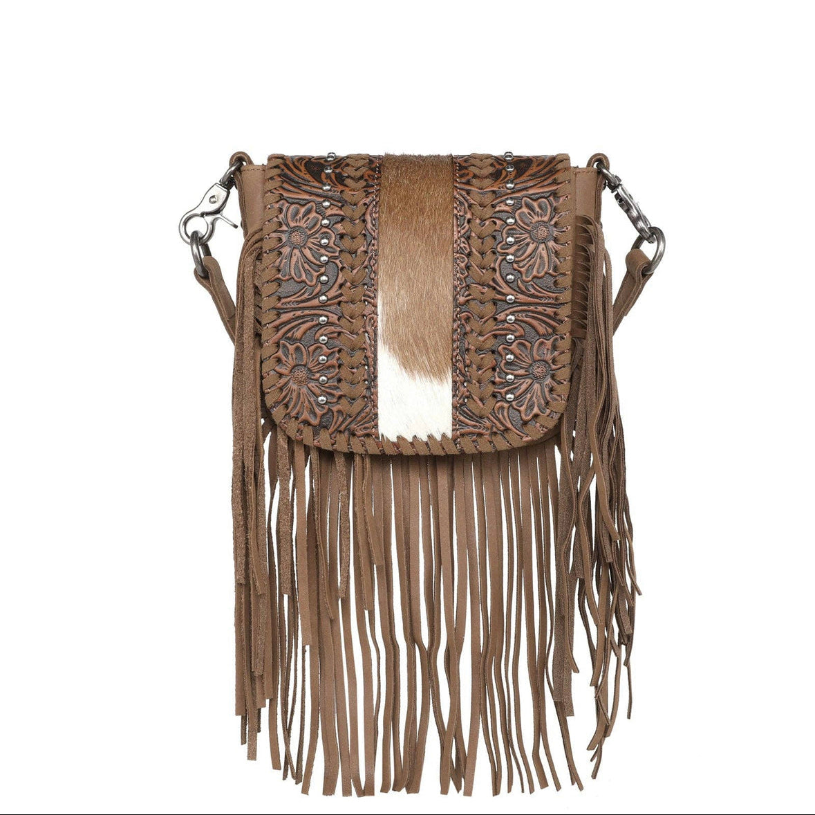 Montana West Genuine Leather Tooled Crossbody