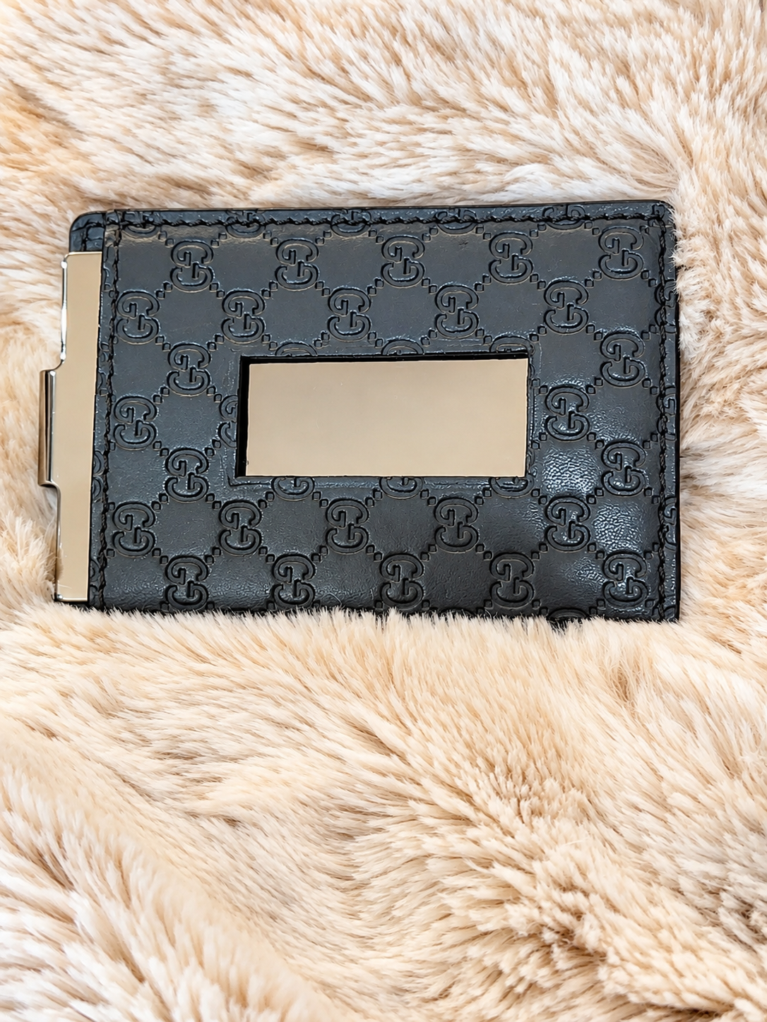 Authentic Pre-owned Gucci Microguccissima Money Clip Card Holder – Dark Gray