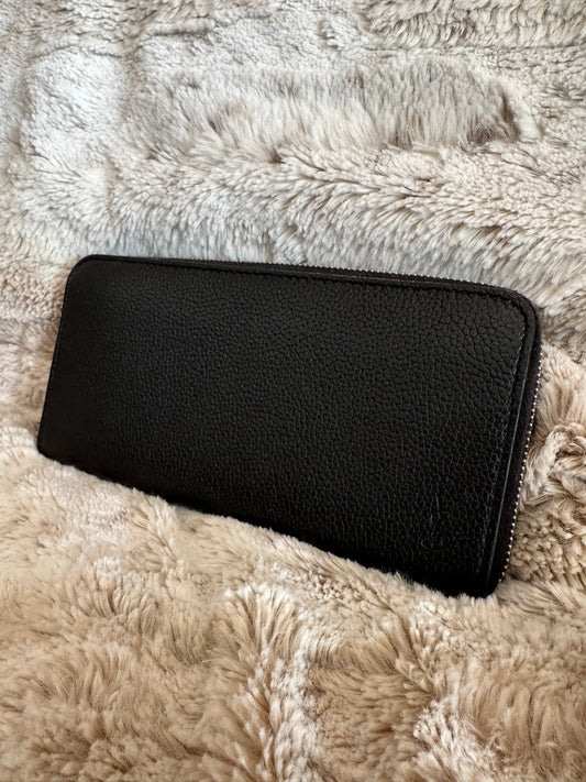 Pre-owned Saint Laurent (YSL) black grained leather long wallet AUTHENTIC #10