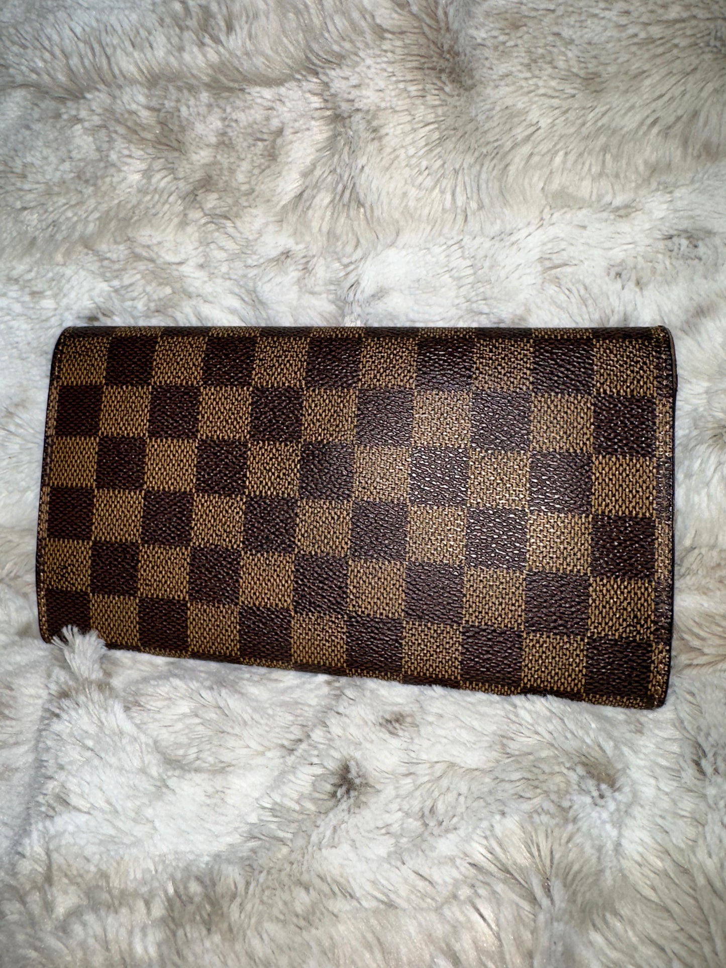 Pre-owned Louis Vuitton Damier Ebene Sarah Wallet #13 AUTHENTIC