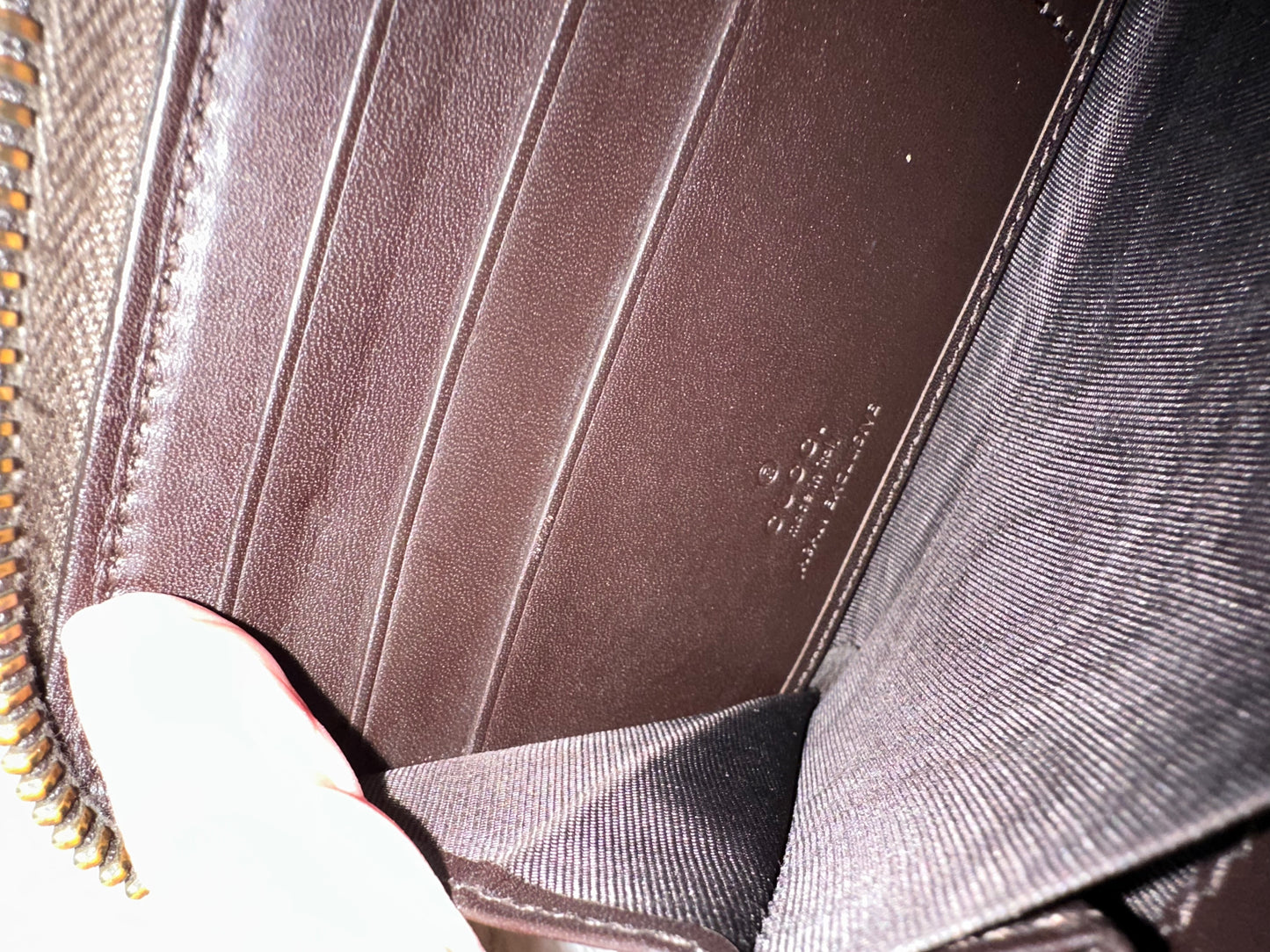 Pre-owned Gucci Studded Diamanté Continental Zip Around Wallet in dark brown leather #15 AUTHENTIC