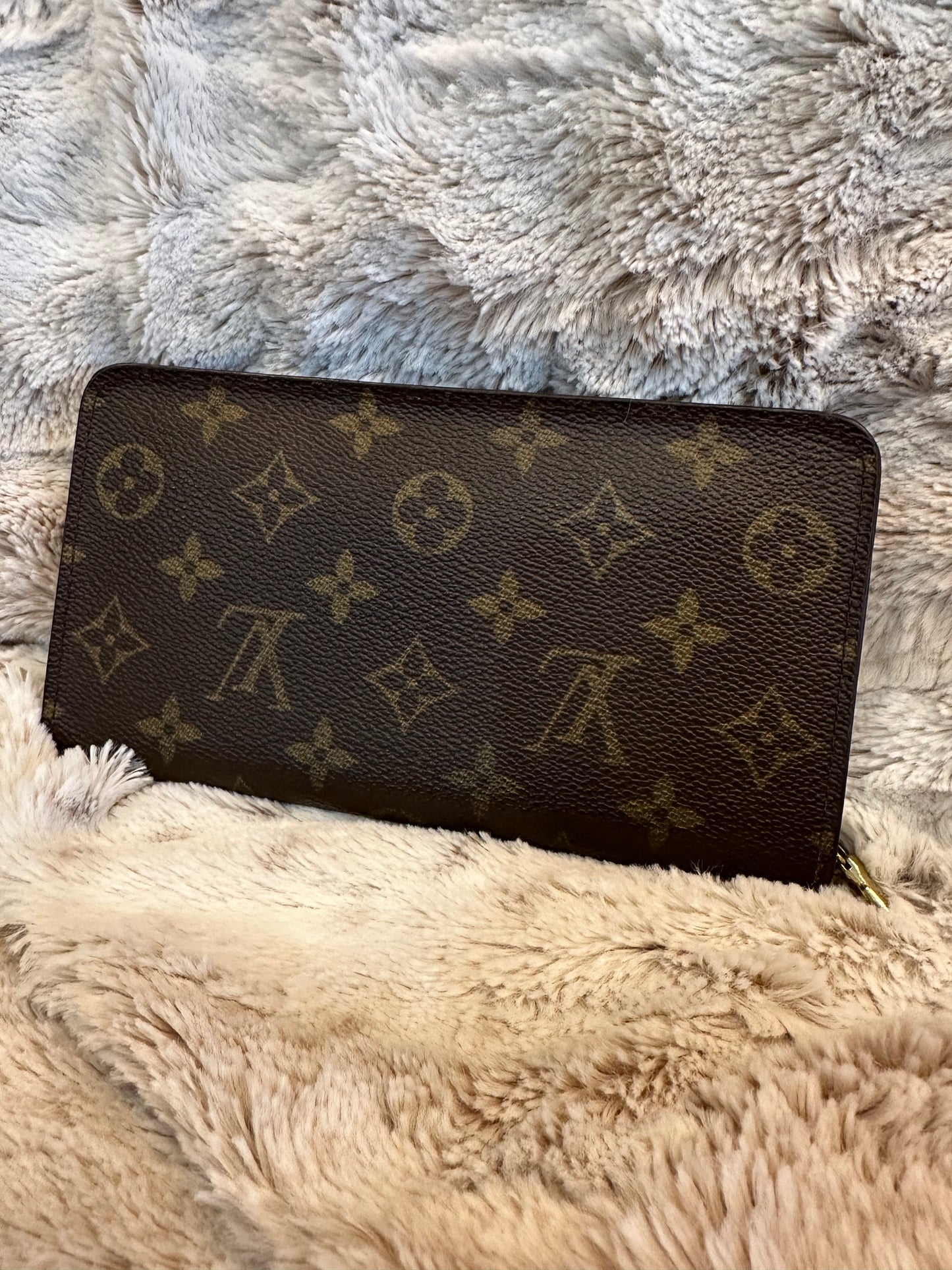 Pre-owned Vintage Louis Vuitton Portomone ZipRound Long Wallet #16 AUTHENTIC