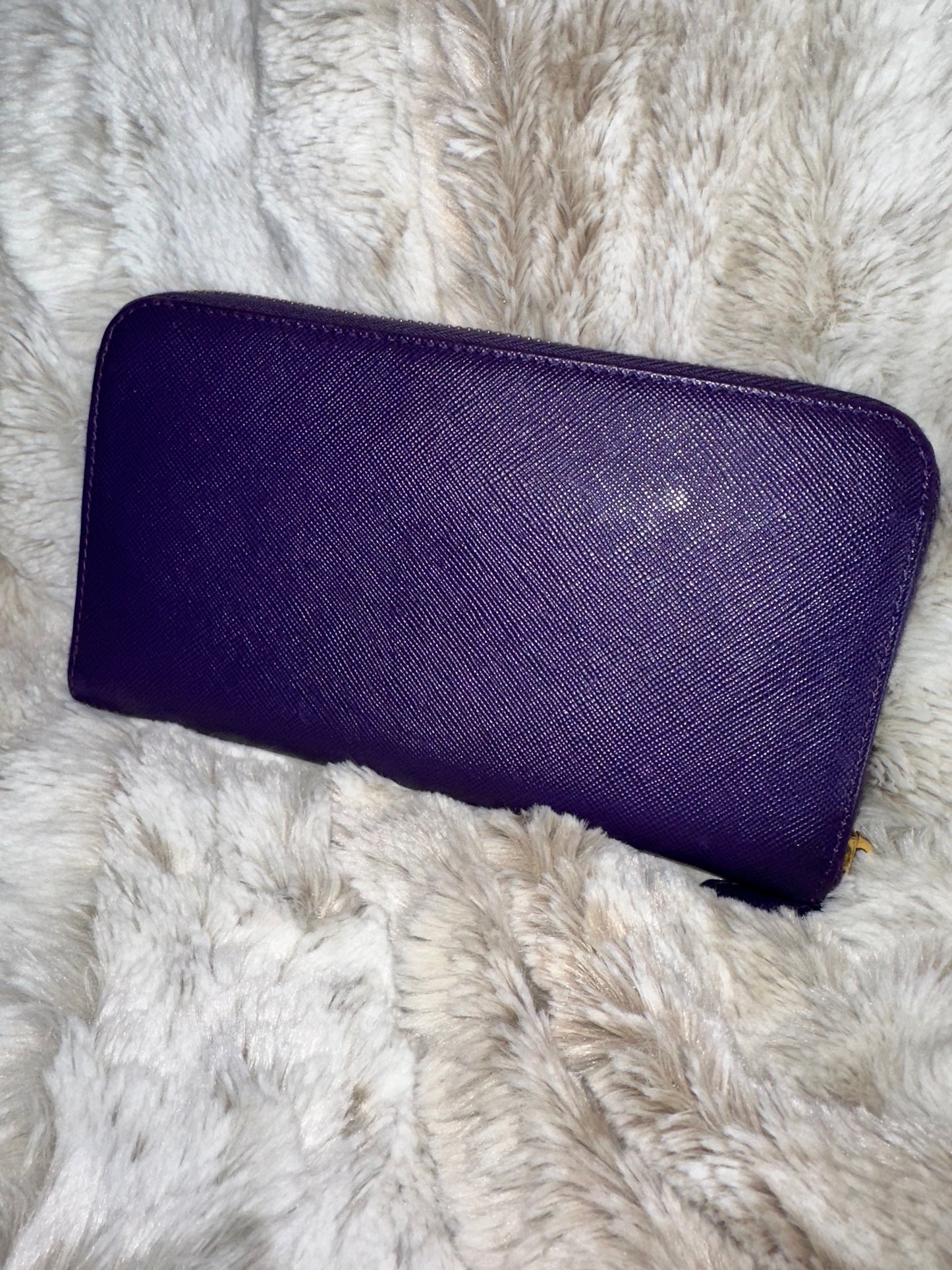 Pre-owned AUTHENTIC Prada Saffiano Bow Zip-Around Continental Wallet #23