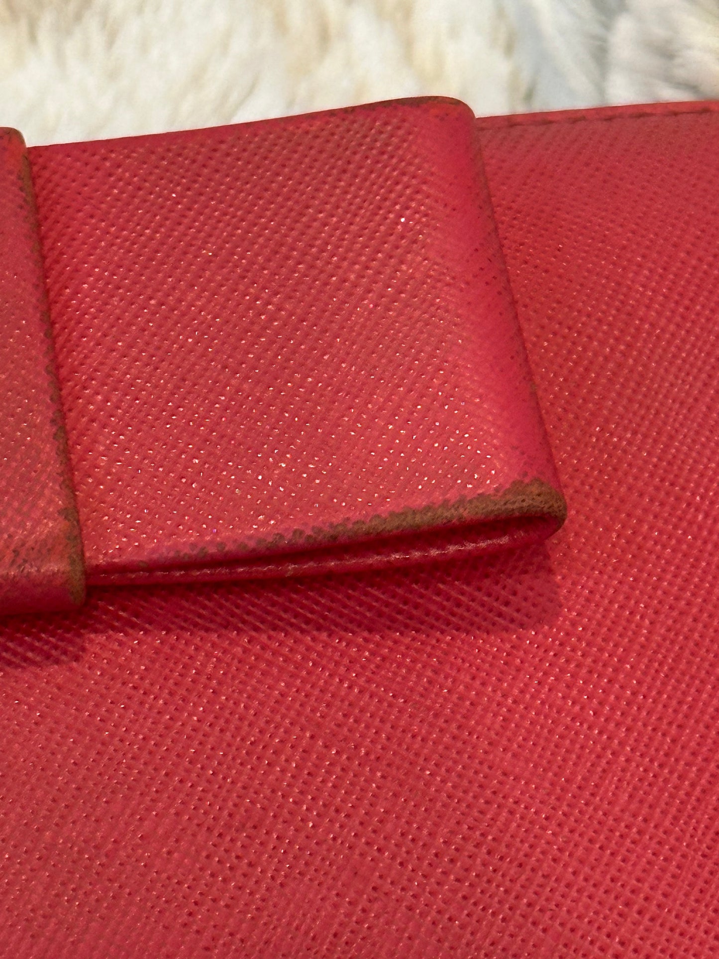 Pre-owned AUTHENTIC Prada Saffiano Leather Bow Zip-Around Continental Wallet #25