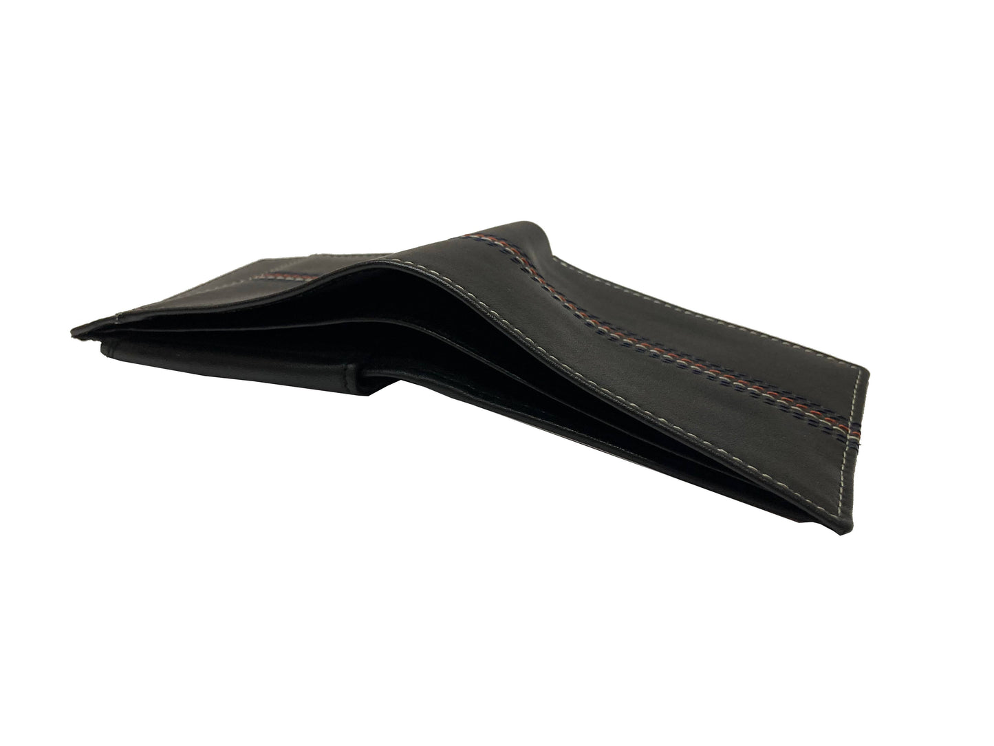 Contrast Stitch Bifold Wallet w/ Vanity Tray & Keychain