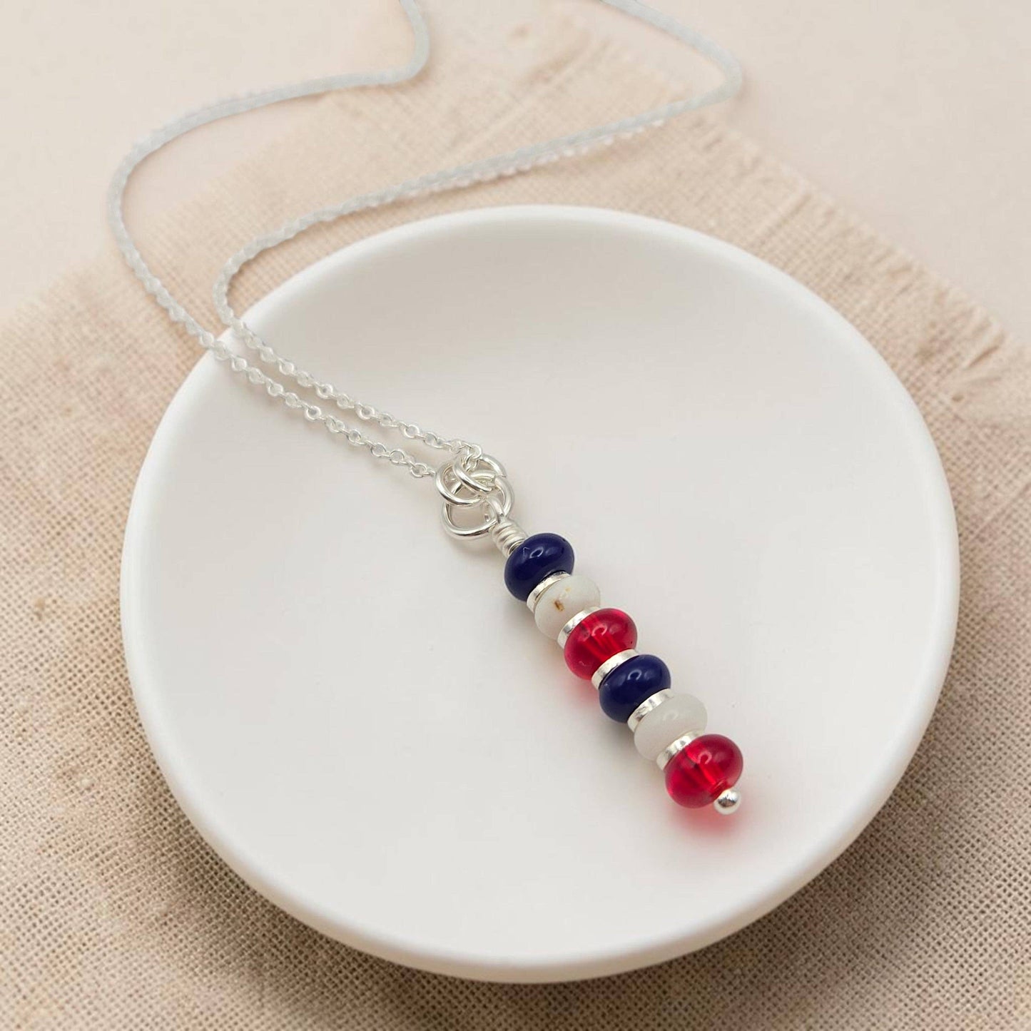 Americana Necklace | Red White & Blue Gemstone : Sterling Silver