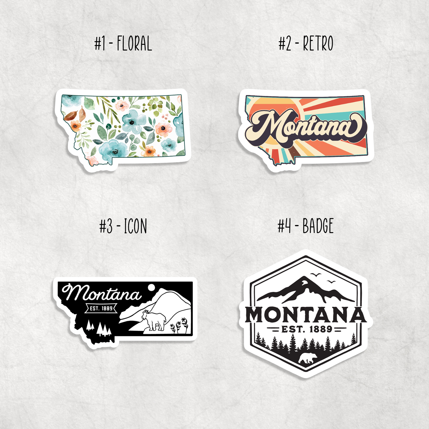 Retro Montana Stickers: Design 2 - Retro
