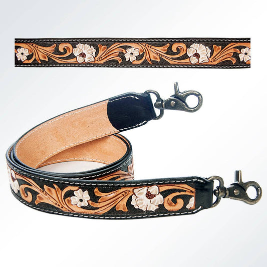 American Darling Genuine Leather Crossbody Floral Hand Tooled Handle Strap For Bag