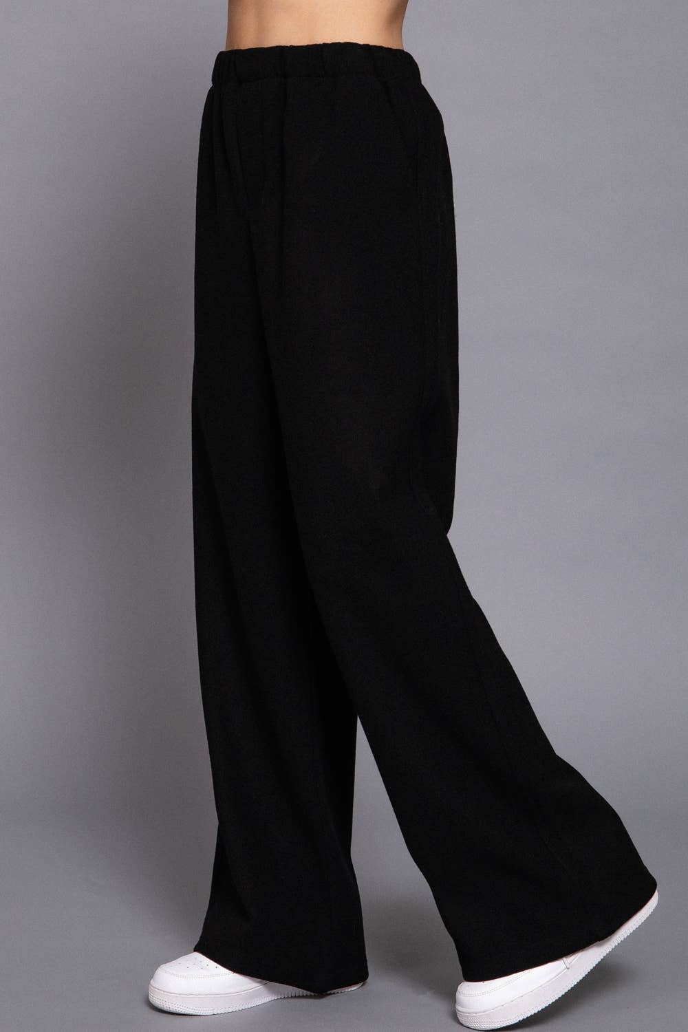 Soft Felt Pants: Waist Elastic with Side Pocket
