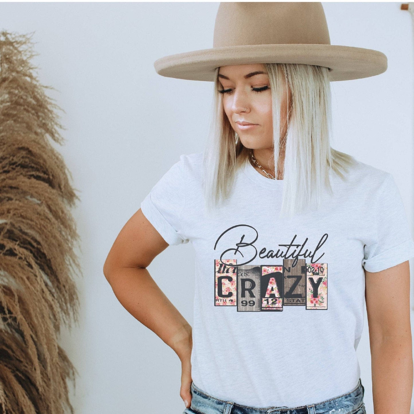 Beautiful Crazy Country Western T-Shirt: White