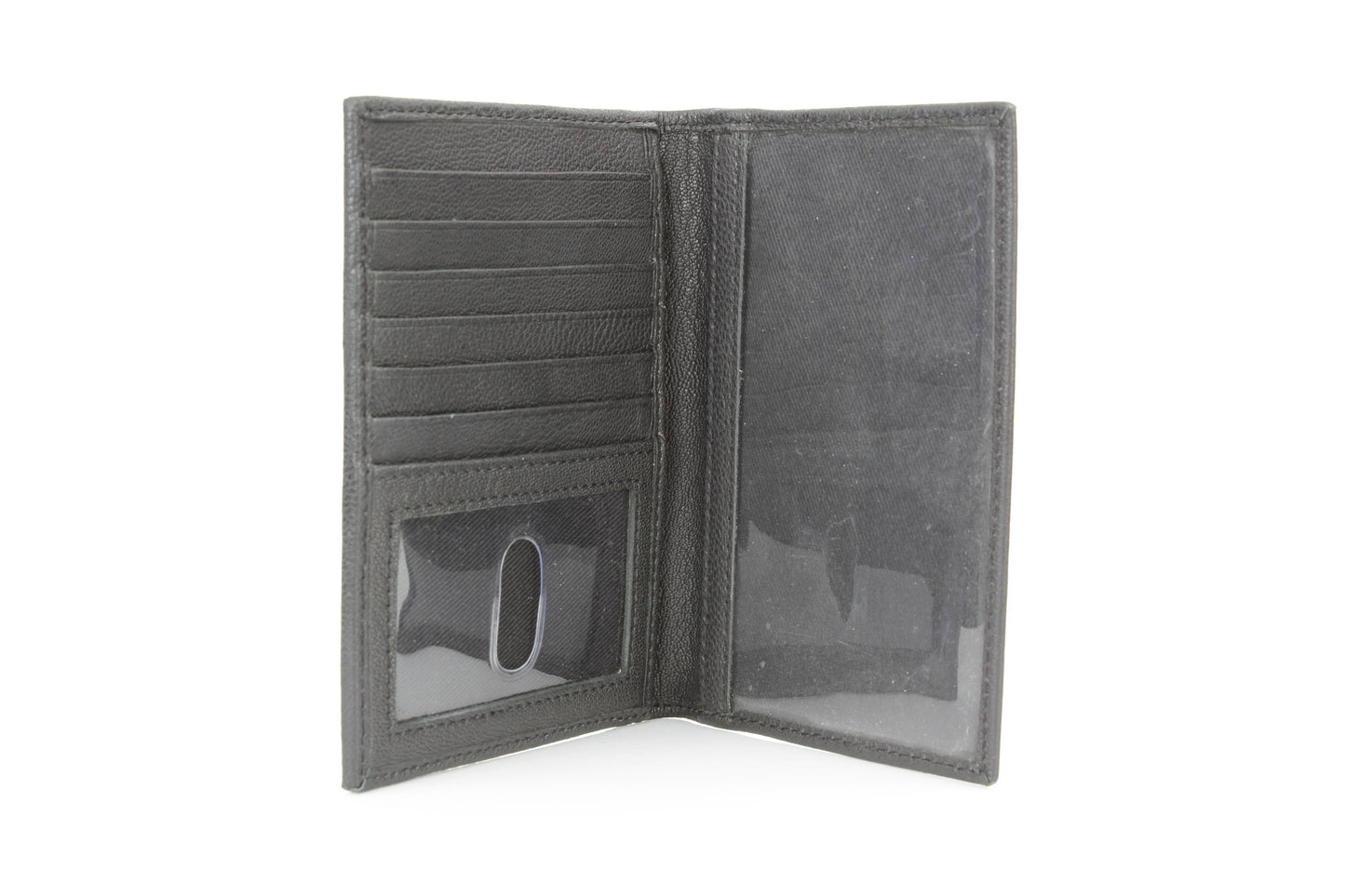 Leather Passport Holder with Card Slots: Black