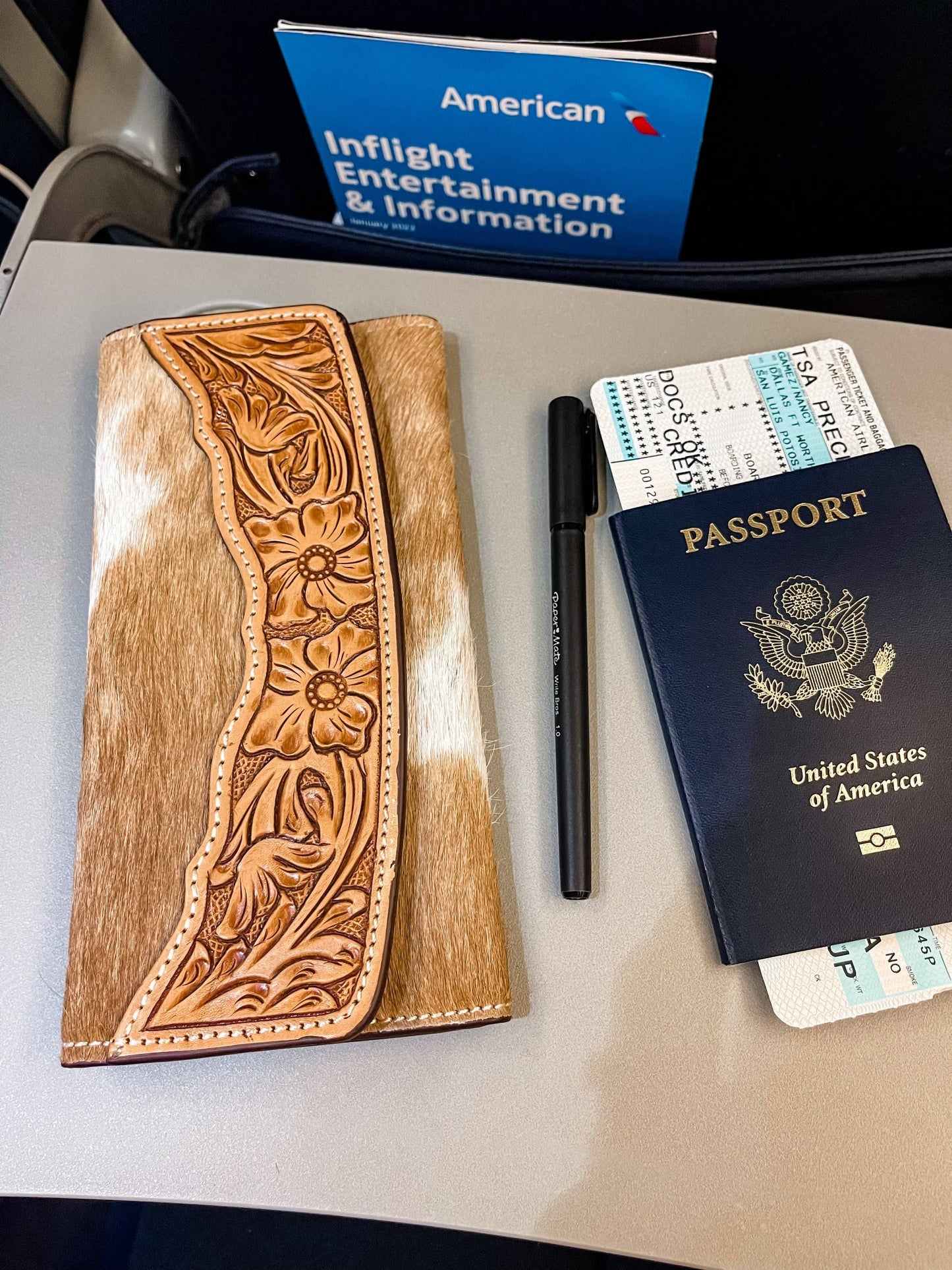 Tooled Leather Wallet Western Genuine Hand Tooled