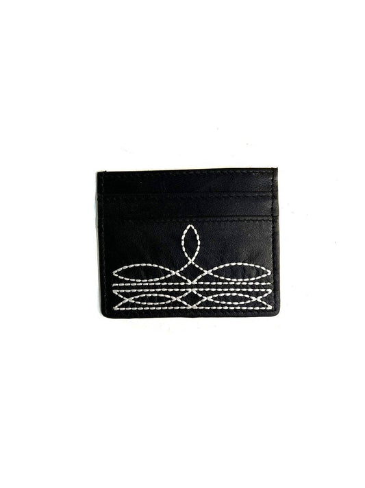 WESTERN GENUINE LETHER BOOT STITCH CARD HOLDER: Black