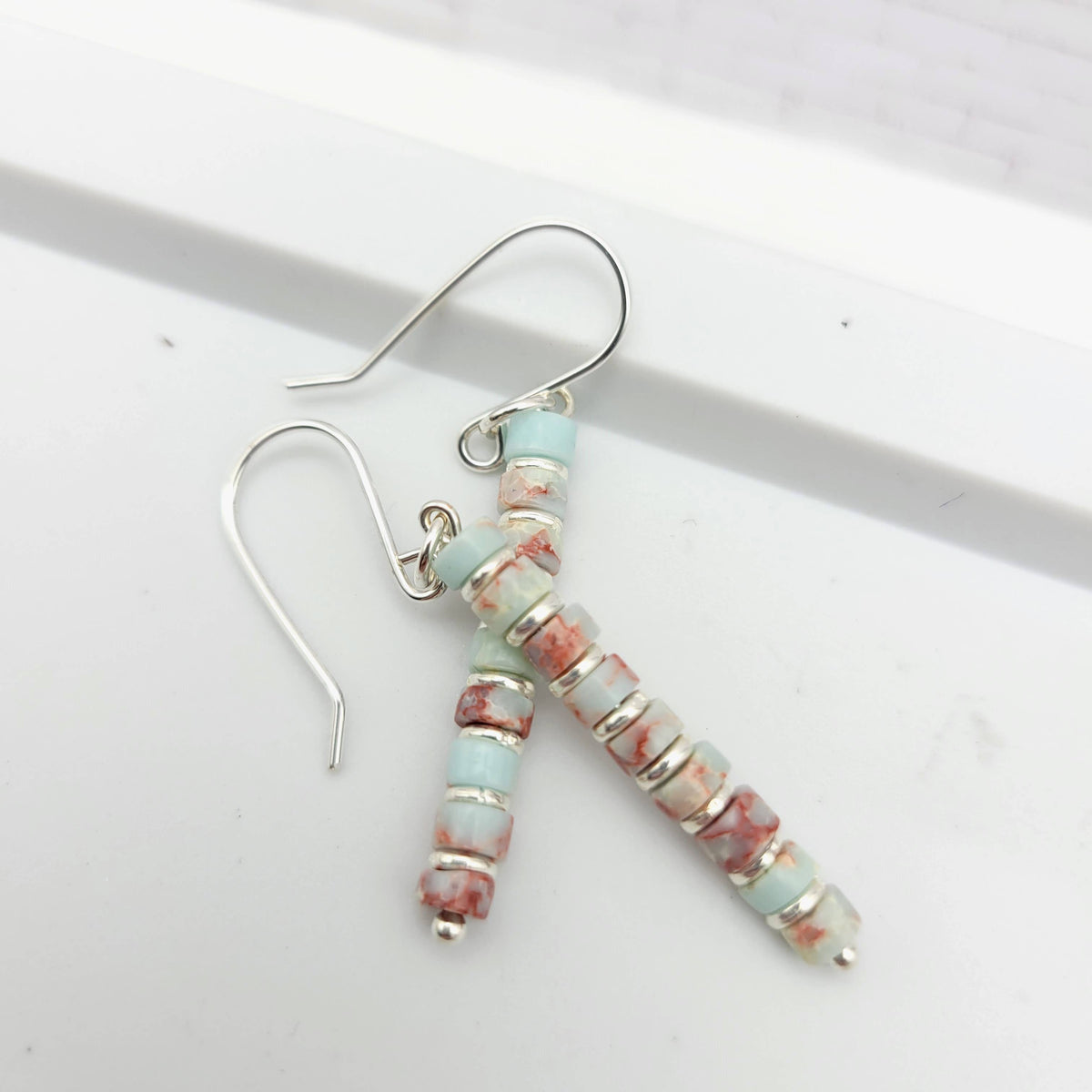 Light Blue Aqua Terra Jasper Dangle Earrings