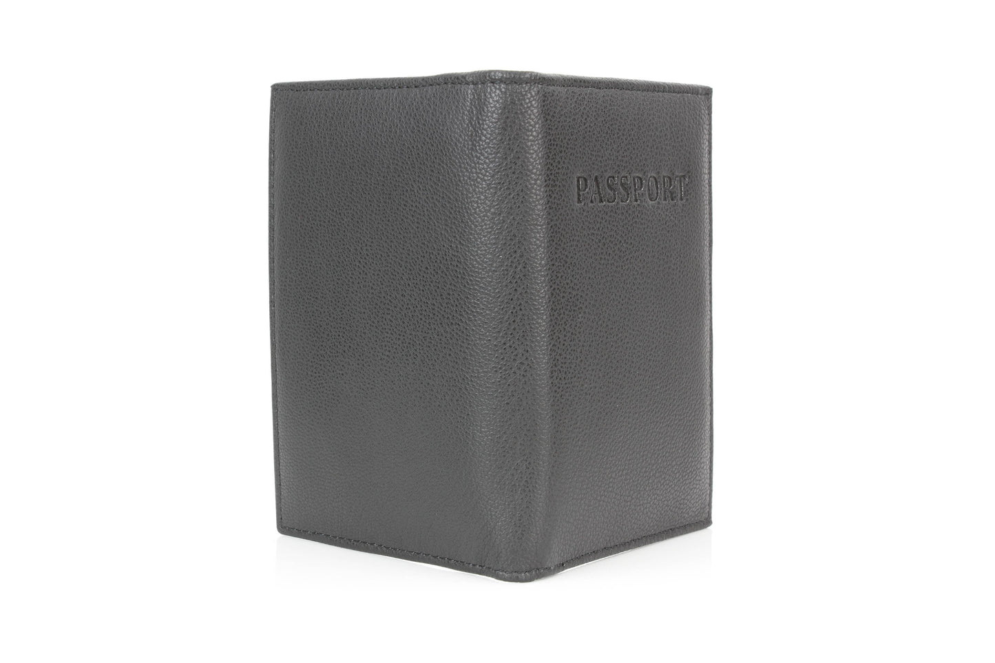 Leather Passport Holder with Card Slots: Black