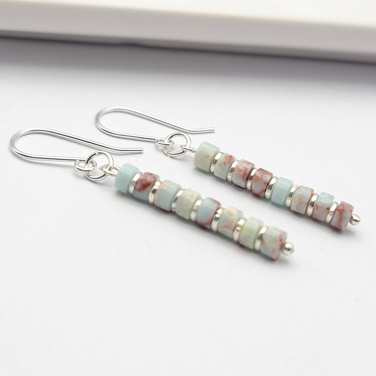 Light Blue Aqua Terra Jasper Dangle Earrings