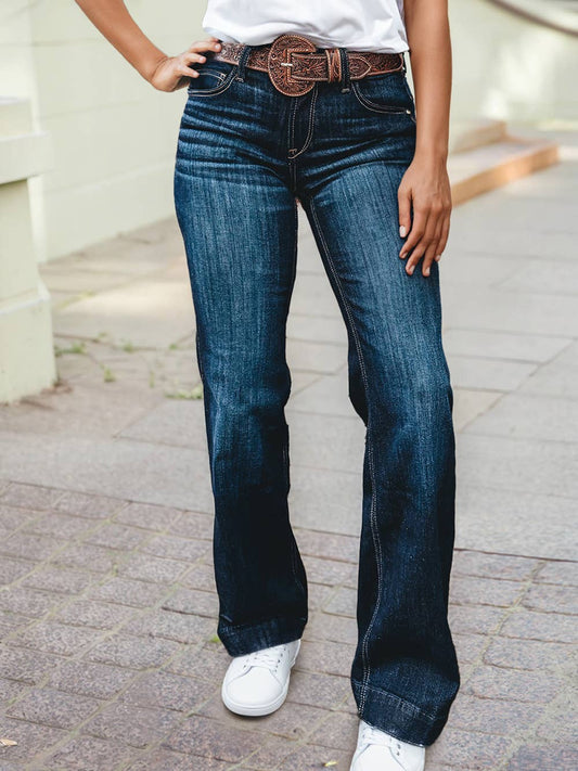 Western Stitch Patched Pocket Bootcut Jeans: Sail Blue