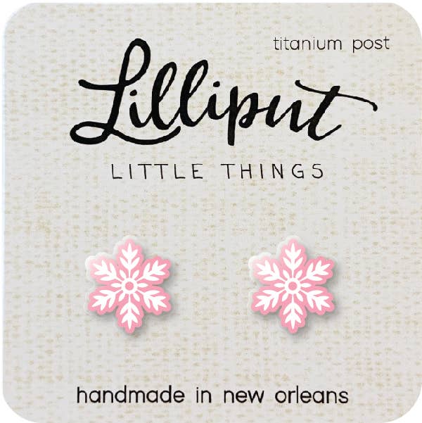 Little Things - Pink Christmas Snowflake Earrings