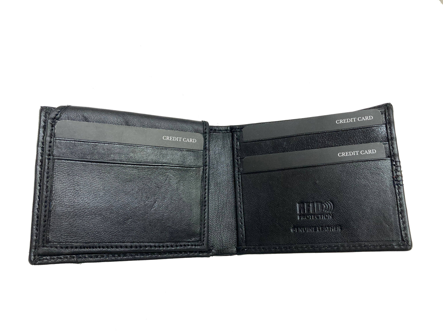 Contrast Stitch Bifold Wallet w/ Vanity Tray & Keychain