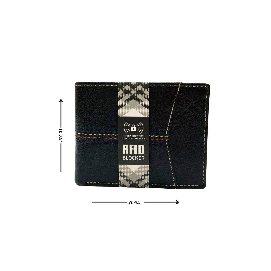 Contrast Stitch Bifold Wallet w/ Vanity Tray & Keychain