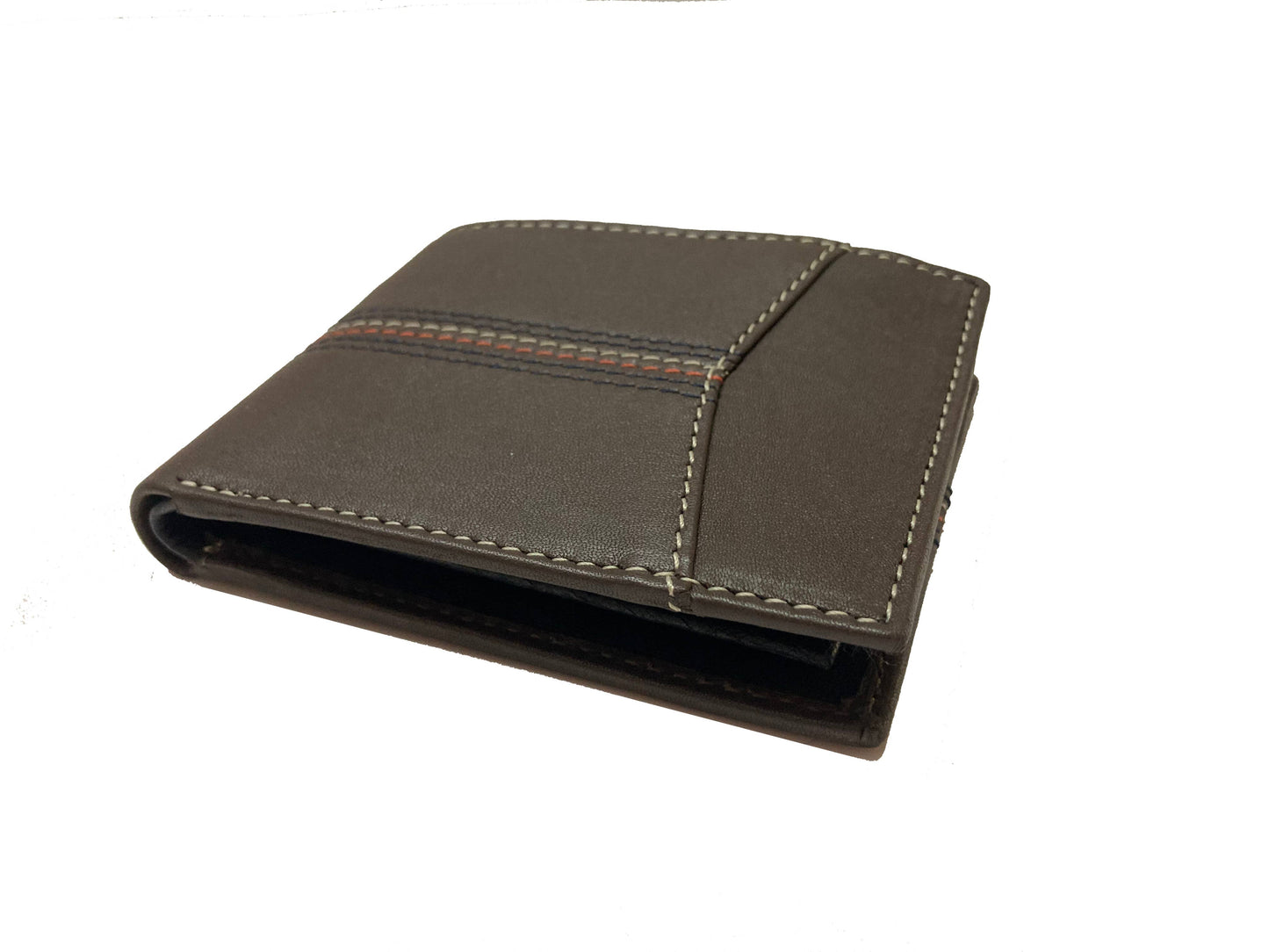 Contrast Stitch Bifold Wallet w/ Vanity Tray & Keychain