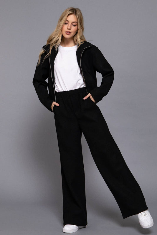 Soft Felt Pants: Waist Elastic with Side Pocket
