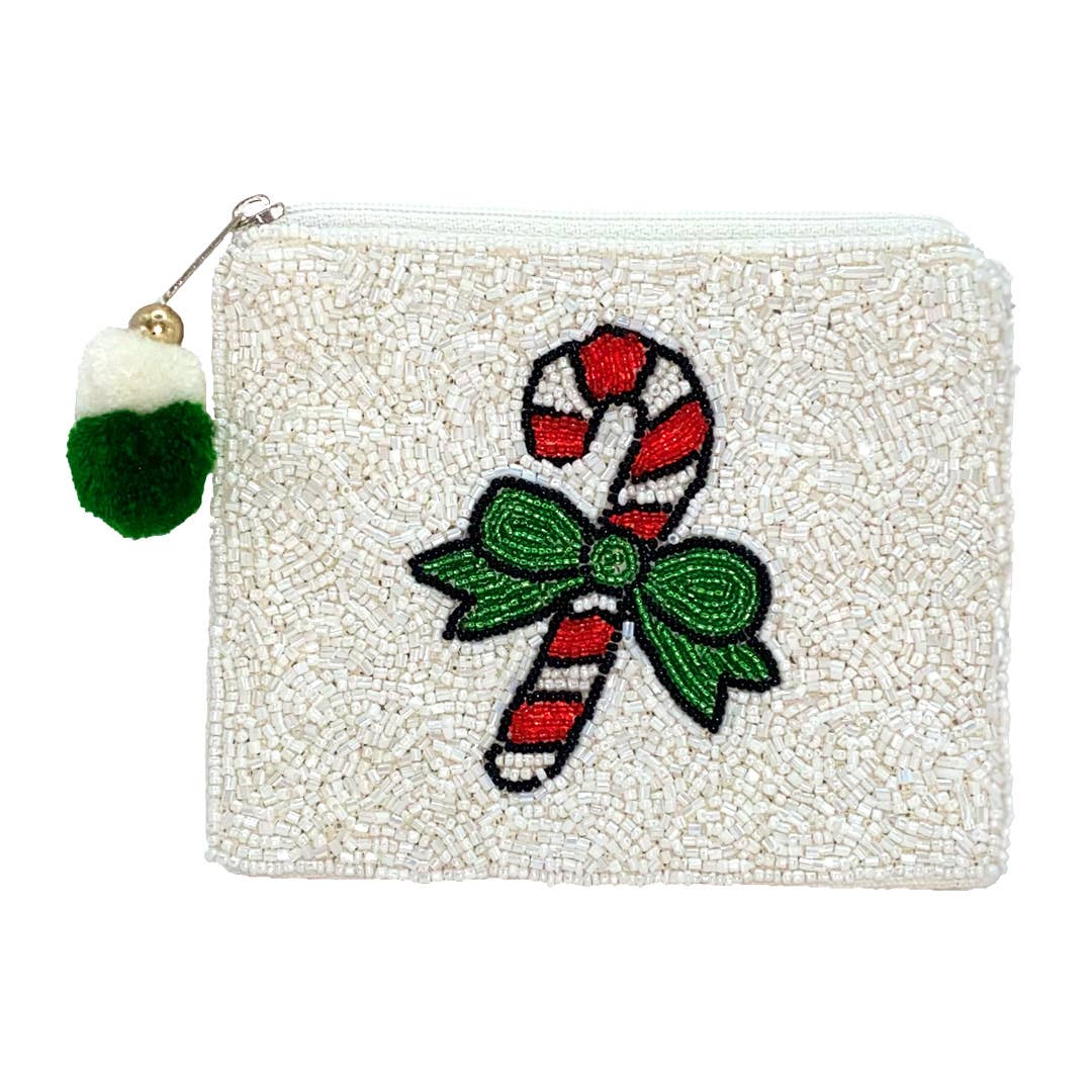 CANDY CANE BEADED POUCH