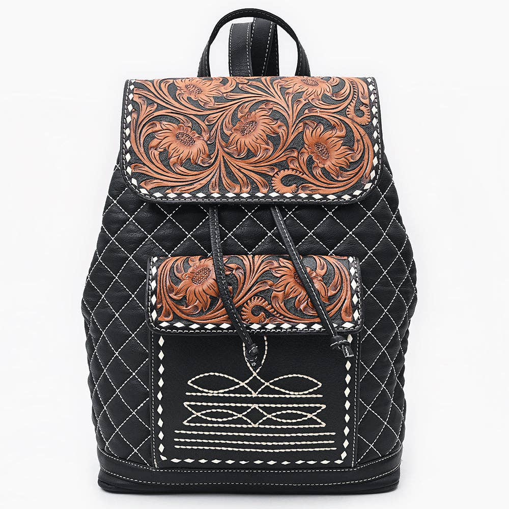 Backpack Hand Tooled Genuine Leather women bag western Bag: ADBGA731