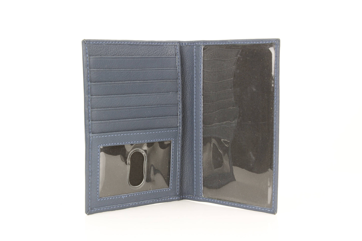 Leather Passport Holder with Card Slots: Black
