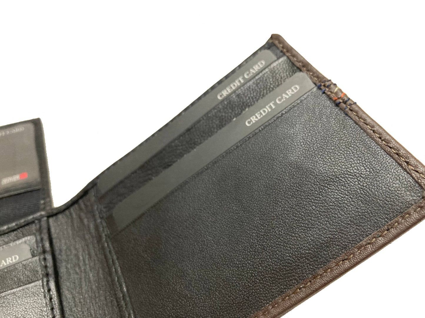 Contrast Stitch Bifold Wallet w/ Vanity Tray & Keychain