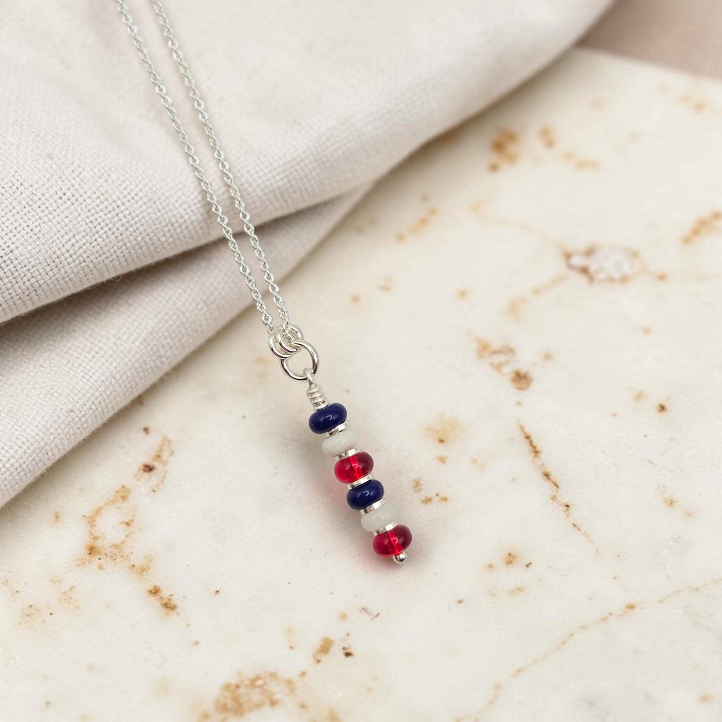Americana Necklace | Red White & Blue Gemstone : Sterling Silver