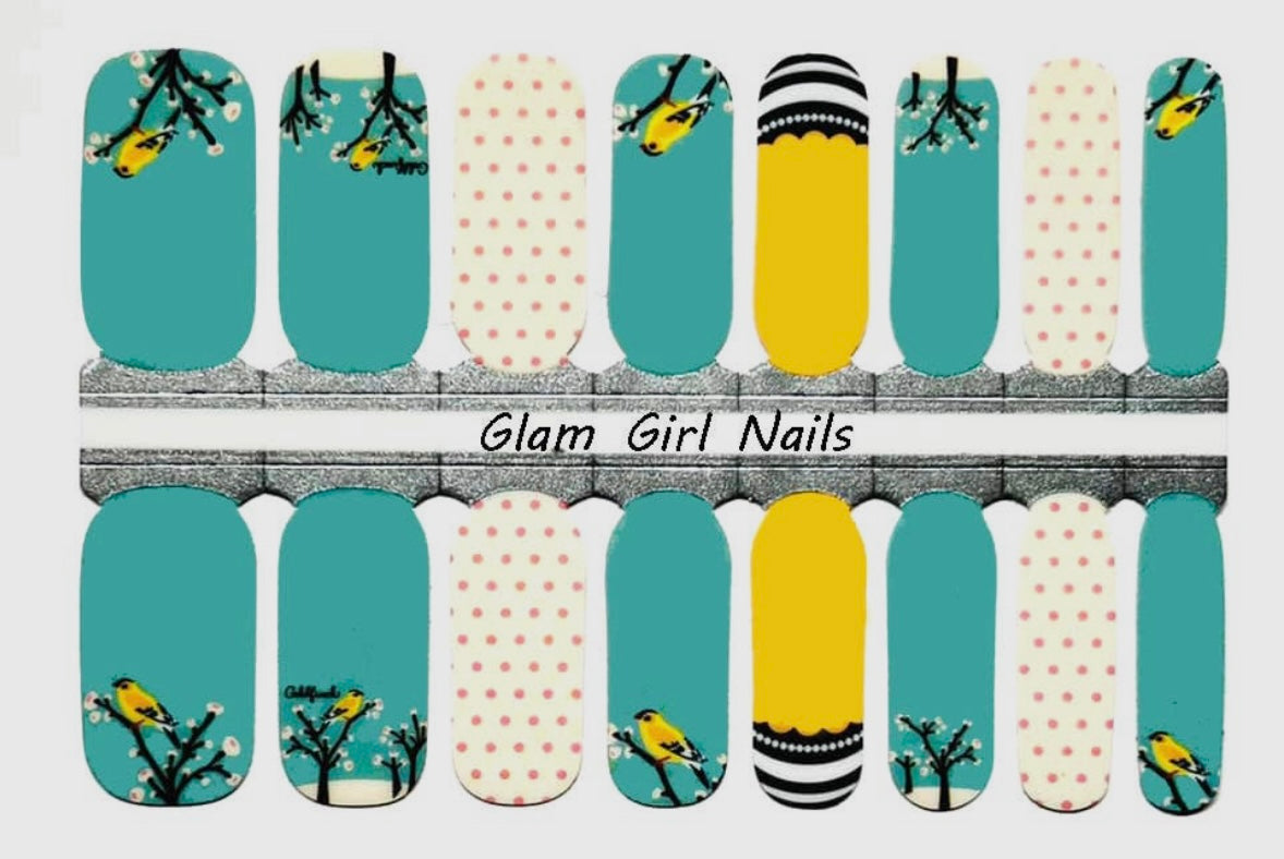 Gold finch spring Nail Wraps