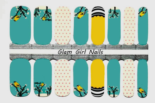 Gold finch spring Nail Wraps