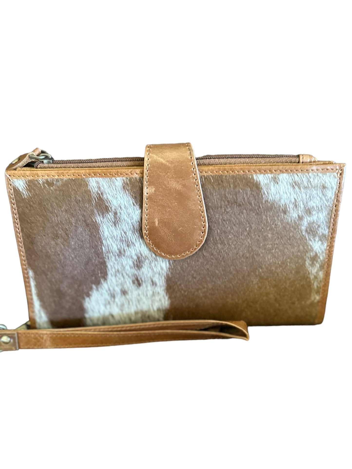 Cowhide wristlet clutch