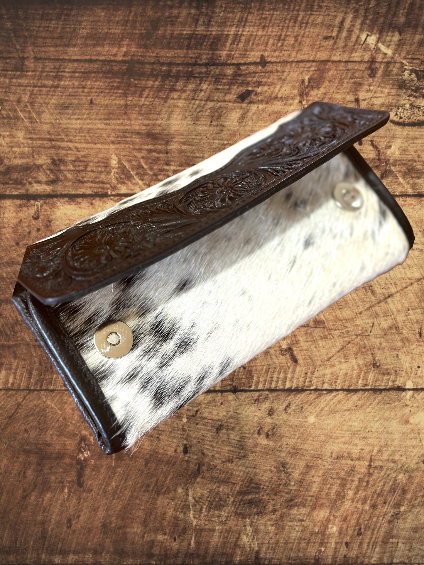 Tooled cowhide Trifold Wallet