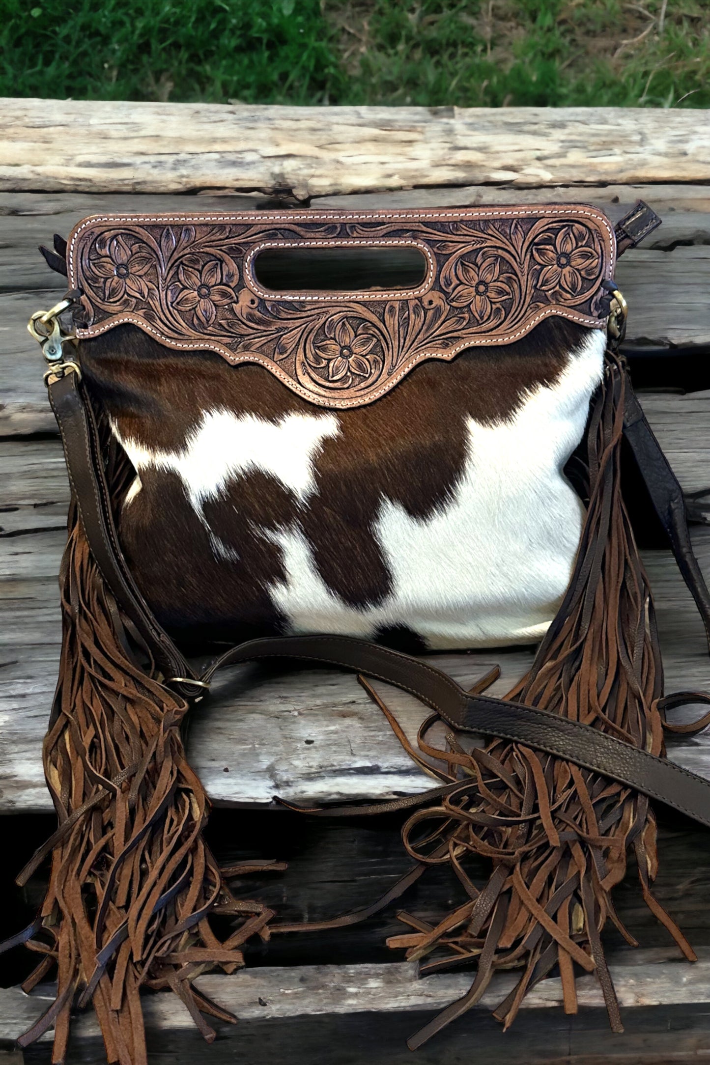 Brown + White Cowhide - Conceal Carry Handbag