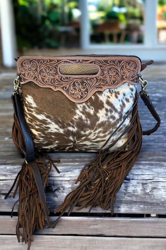 Brown + White Cowhide - Conceal Carry Handbag