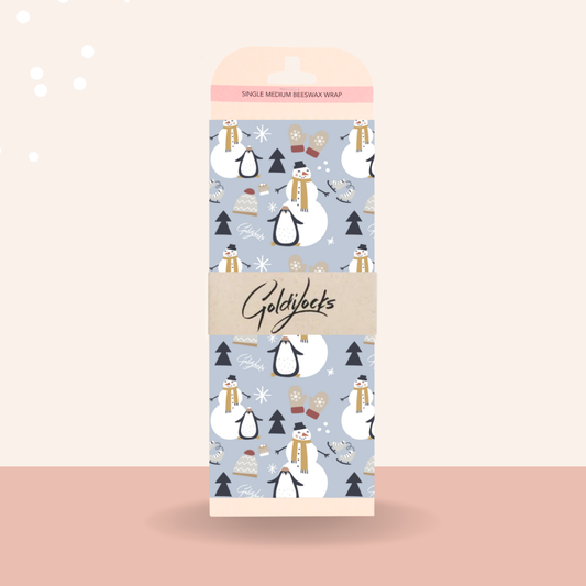 Goldilocks Goods - Beeswax Food Wraps:  Snowman Single Medium