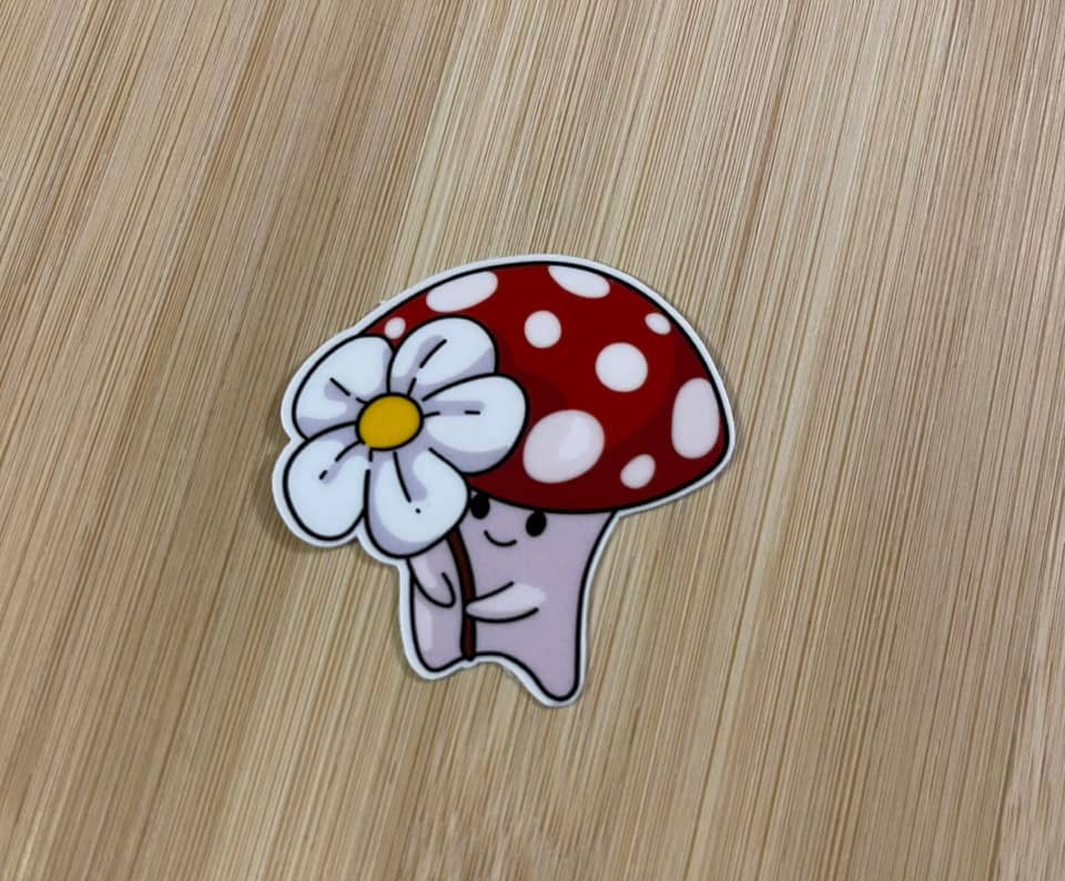 Daisy Mushroom Kawaii Die Cut Vinyl Sticker