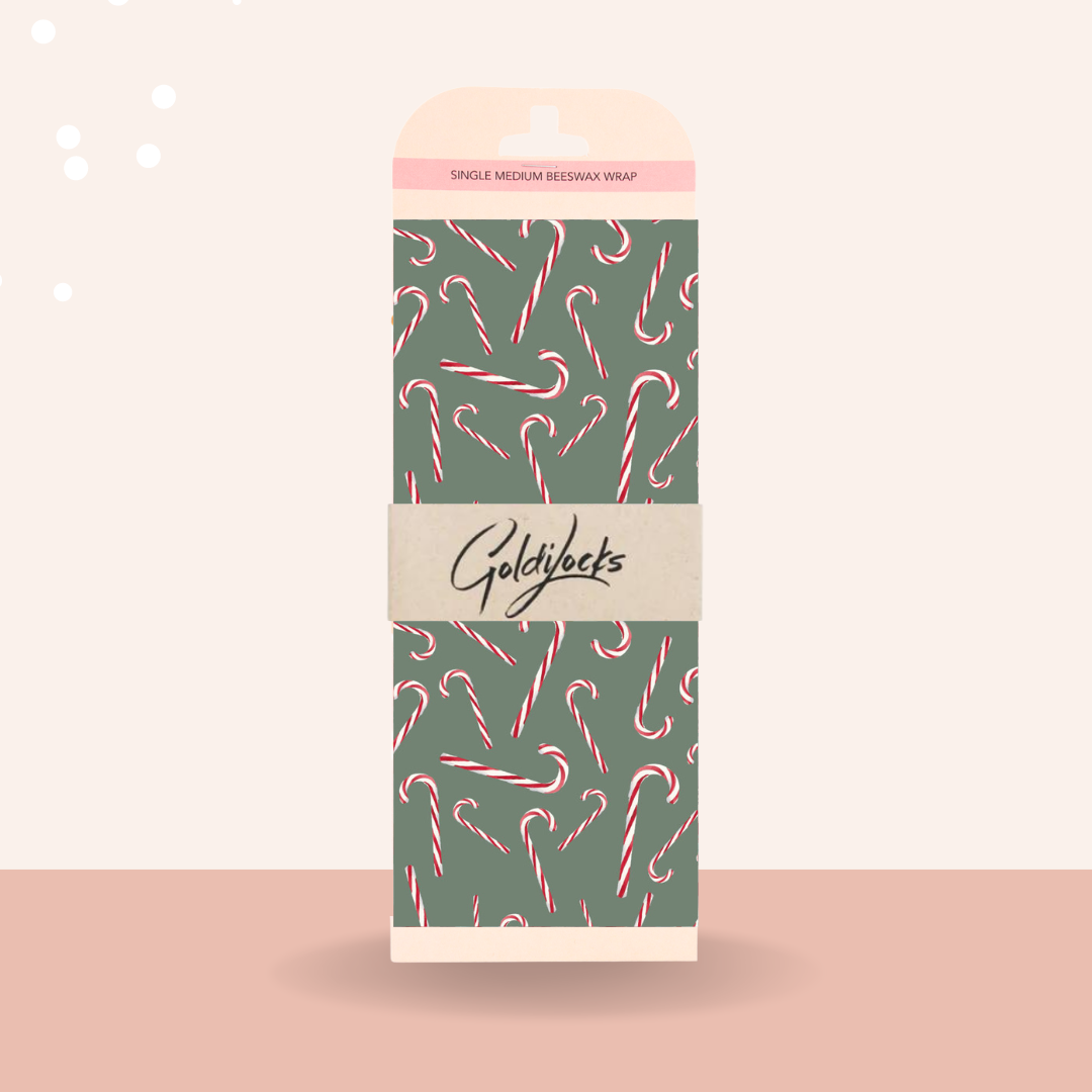 Goldilocks Goods - Beeswax Food Wraps:  Candy Canes Single Medium