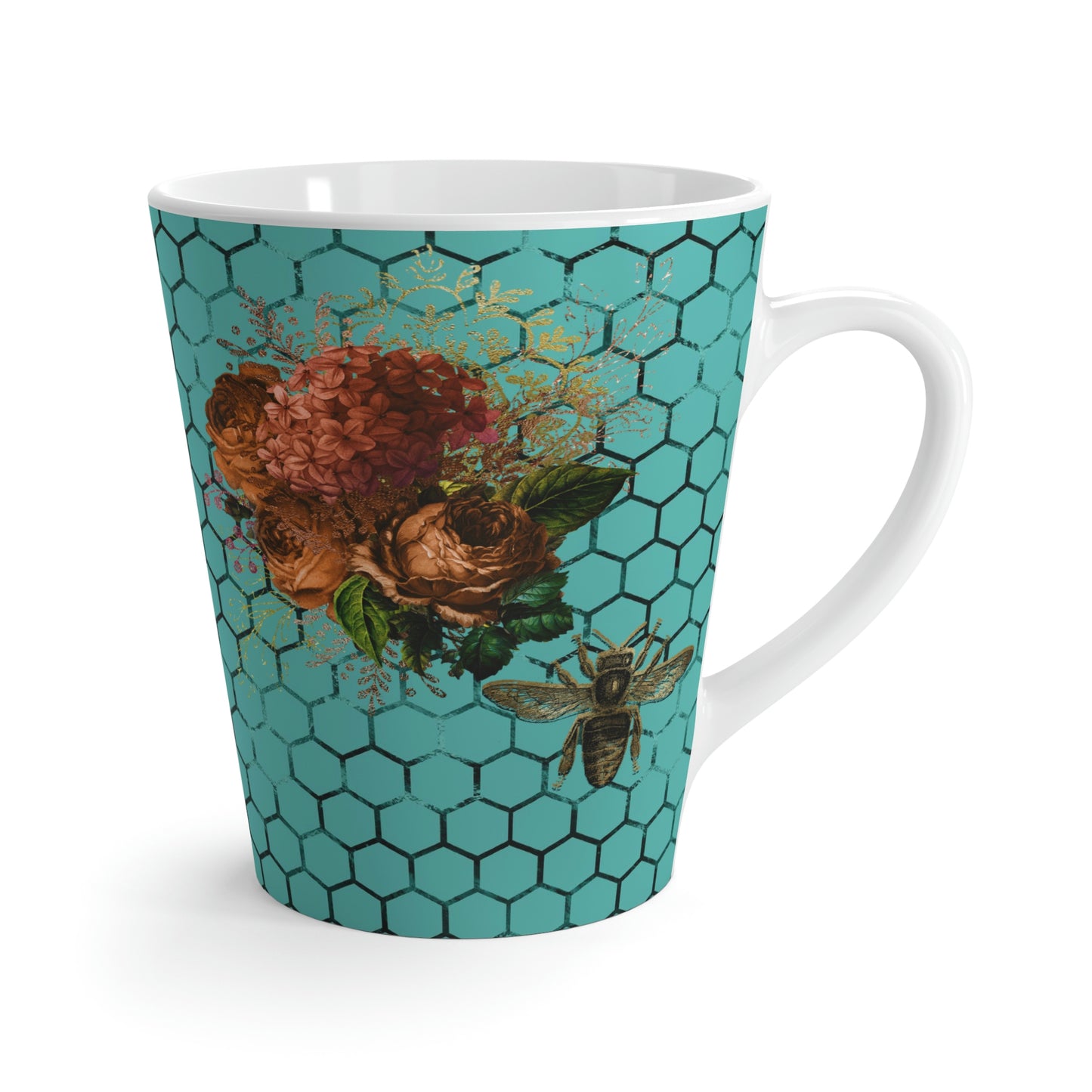 Teal Bee Latte Mug