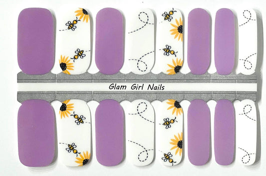 Spring Sunflowers and Bees Nail Wraps