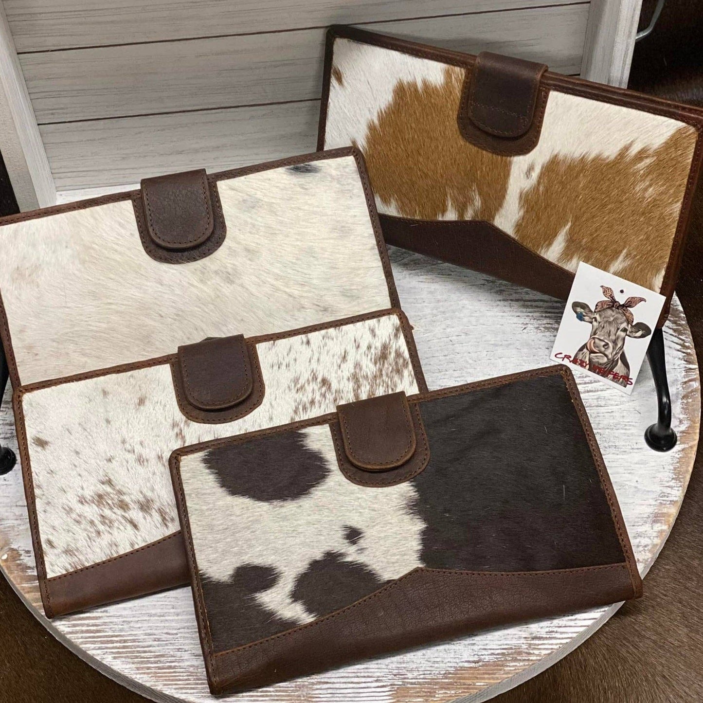 Cowhide Blanche Clutch Wallets