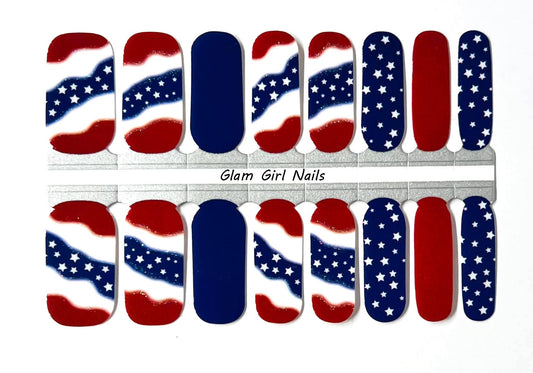 Red White and Blue 4th of July Nail Polish Wraps