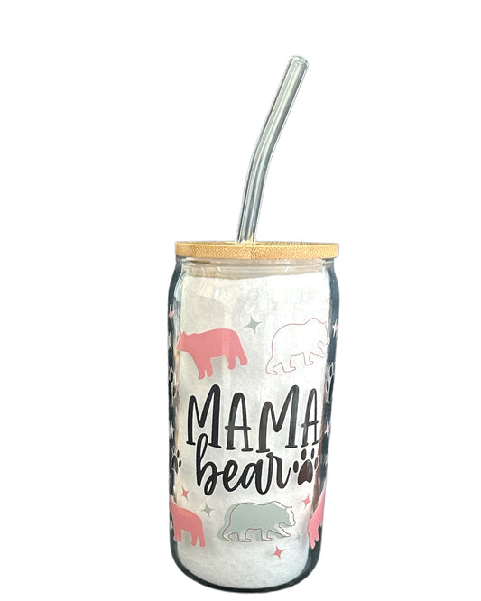 Mama Bear beer can glass