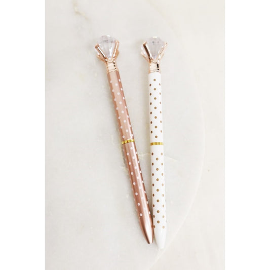 Rose Gold Tone Polka Dot Diamond Pen